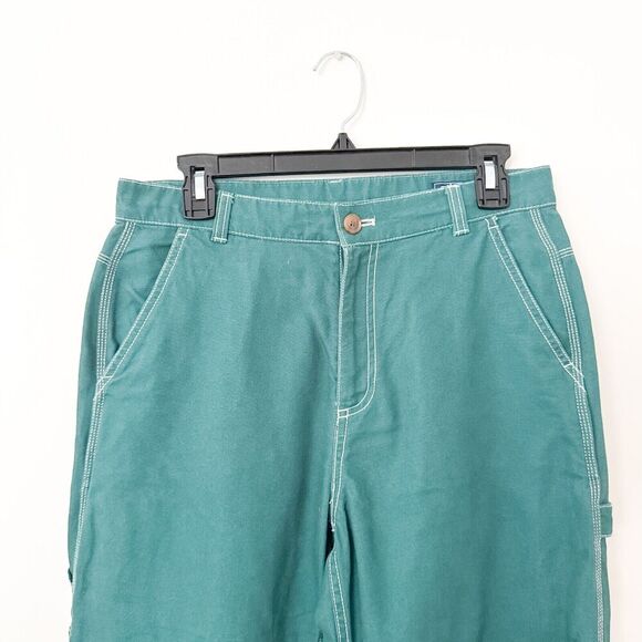 GAP High Rise '90s Loose Carpenter Pants 8 Green Cargo Utility - Picture 2 of 10